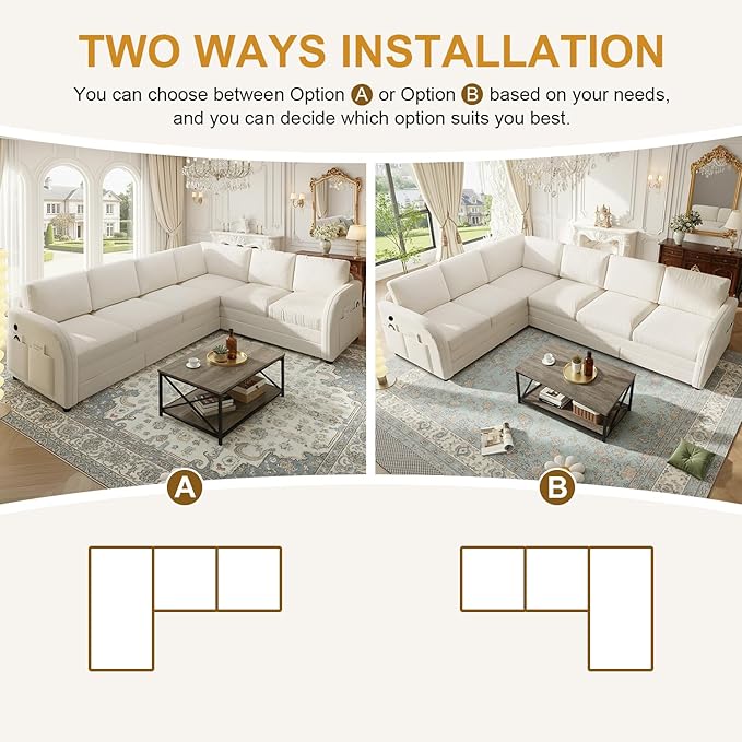 115.2 L Shaped Couch Bed Sectional Couches for Living Room Teddy Fabric Sleeper Sofa Bed with Pull Out Couch Convertible Sectional Couch with Charging Station &amp Side Pocket Beige