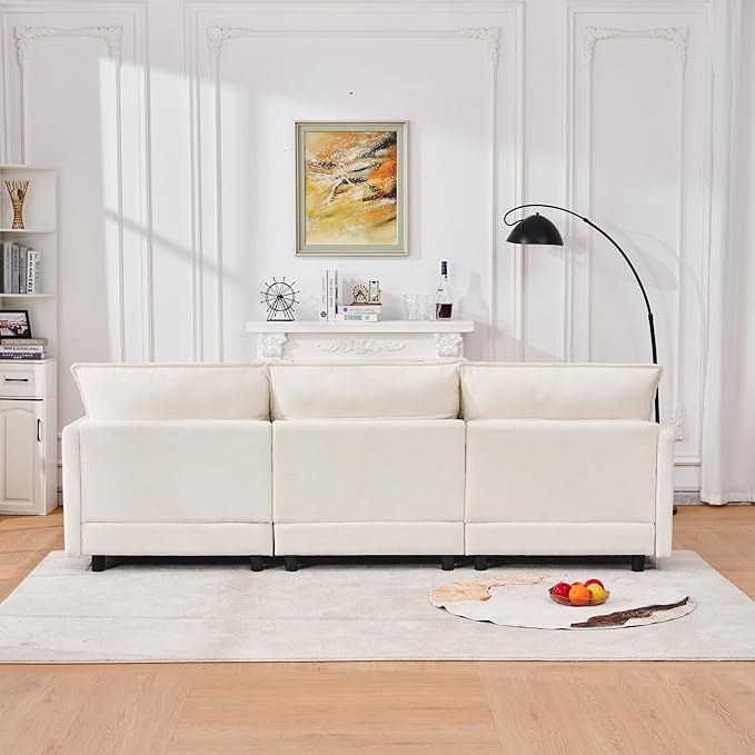 KEIKI 101.9 Modular Sectional Sofa with Movable Ottoman 3 Seat Modern Sofa Set L-Shape Sectional Couches for Living Room Apartment Beige