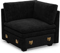Belffin Corner Module for Large Modular Sectional Sofa Upholstered Corner Seat Part for Plush Corduroy Sectional Couches for Living Room Apartment Black