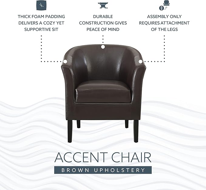 Linon Home Dcor Linon Home Decor Simon Club Chair 33 x 28.25 x 25.5 Brown