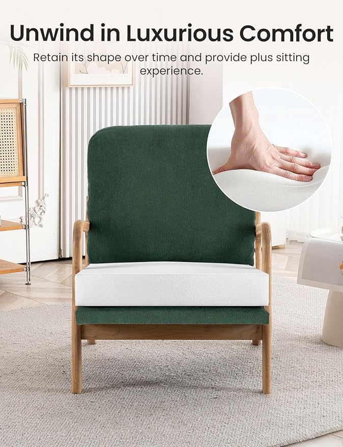 Mid Century Modern Accent Chairs for Living Room 23” Wide Comfy Chair for Bedroom Small Cozy Corduroy Reading Chairs for Adults 108° Lounge Arm Chair Indoor with Detachable Cover 5.5 Foam Cushion