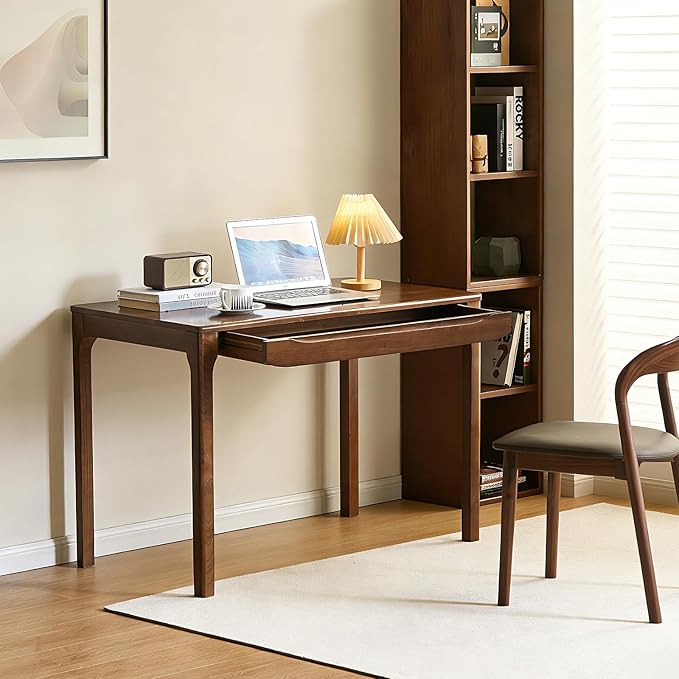 Widen Solid Wood Desk with Drawers39X24 Wood Writing Desk for Small SpaceStudent Computer PC DesksHome Desks for WorkGaming Study Desk for Bedroom Escritorios Desk Table (Walnut 39“)