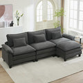 URRED Cloud Couch Modular Sectional Sofa 122'' Modern L Shaped Deep Seat Sofa with Ottoman &amp Pillows Ultra Comfy Velvet Couches for Living Room Bedroom or Apartment Dark Gray