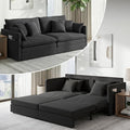 CECER 78 King Size Pull Out Sofa BedIce Velvet Pull Out Couch with Side Pocket3-in-1 Convertible Sleeper Sofa with 4 Pillows for Small Space/Living Room/Bedroom（Black）