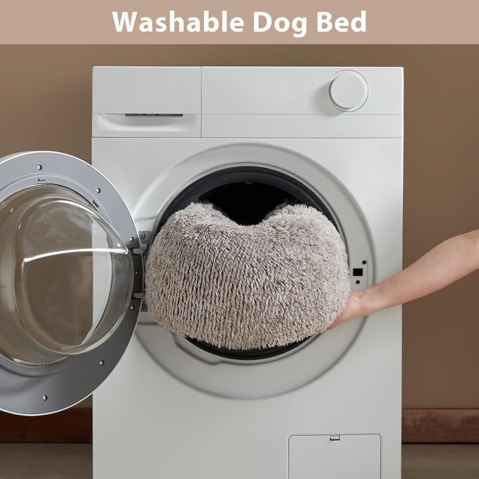 WNPETHOME Calming Dog Beds for Large Dogs Anti-Anxiety Donut Large pet Bed Fluffy Faux Fur Plush Dog BedWarming Cozy Soft Round Lagre Pet Beds for Jumbo Dogs Cat Cuddler Cushion Pad