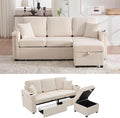 76'' Sectional Sofa Couches for Living Room 3 Seat L-Shaped Couch with Storage &amp Ottoman Corduroy Convertible Sofas with Chaise Apartment with USB Charging Cup Holder (Beige)