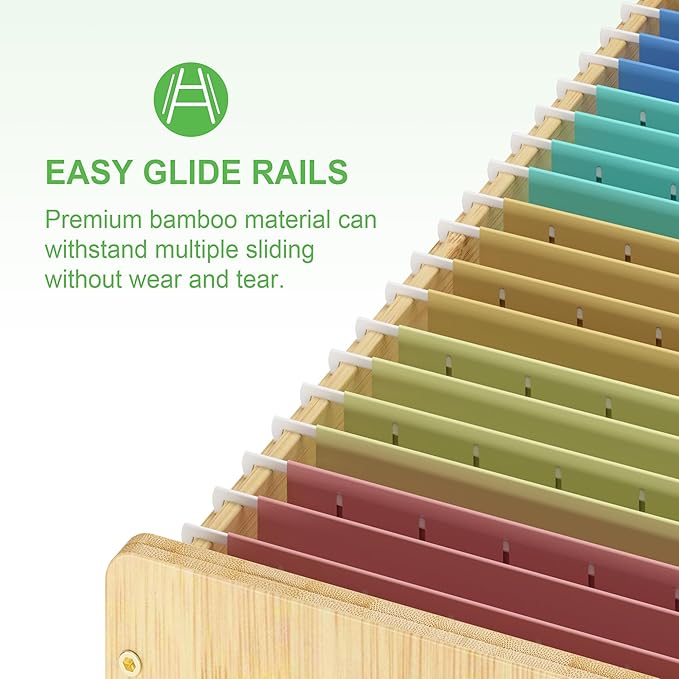 Hanging File Organizer Box for Letter Size Bamboo File Folder Organizer Storage Moving Boxes with Handle Wood Desk Filing Box for Office Banker Document