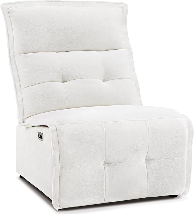 MCombo Wall Hugger Armless Power Recliner Chair with USB Ports 29.5 Extra Wide Seat Oversized Fabric Powered Reclining Sofa for Living Room Small Space ALR01 (Cream White)