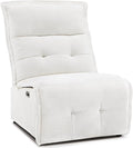 MCombo Wall Hugger Armless Power Recliner Chair with USB Ports 29.5 Extra Wide Seat Oversized Fabric Powered Reclining Sofa for Living Room Small Space ALR01 (Cream White)