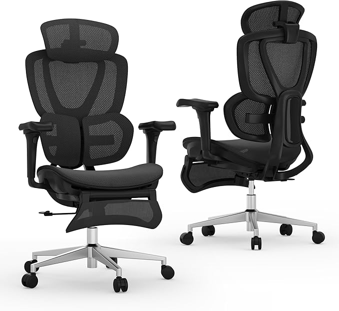 FLEXISPOT Sentinel Ergonomic Office Chair with Dual-Wing Adaptive Lumbar 3D Armrests 3-Position Recline up to 120° Height-Adjustable Backrest Premium Mesh Computer Desk Chair for Home &amp Office