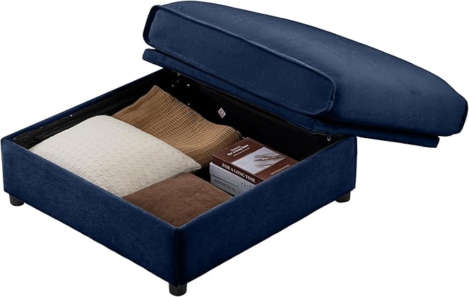 Movable Storage Ottoman for Modular Sectional Sofa Modern Oversized Upholstered Couch for Living Room Bedroom Office Apartment White