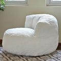 N&ampV Large Crescent Bean Bag Chair Adult Size Bean Bag Sack Foam Filling Soft Premium Corduroy Bean Bag for Living Room Bedroom Dorm and Office (Ivory)