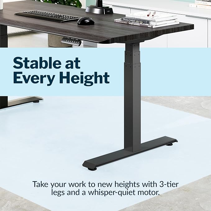Vari ComfortEdge 60x30 Inch Adjustable Electric Standing Desk – Sit Stand VariDesk with Memory Presets Sloped Edge 200 LB Capacity + Tool-Free Assembly (Espresso Wood)