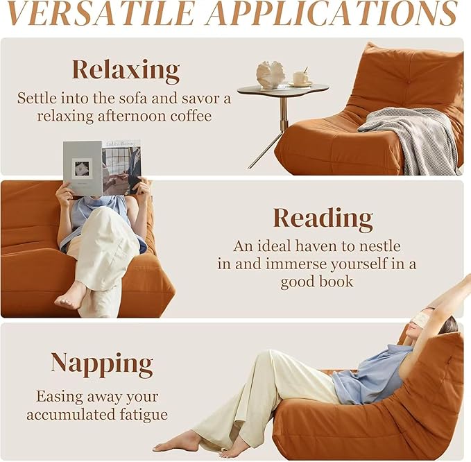 Luxury Accent Chair Orange Microfiber Comfy Chair with Button-Tufted Details Armless Lounge Chair Modern Living Room Furniture for Bedroom Apartment &amp Gaming Room (Orange)