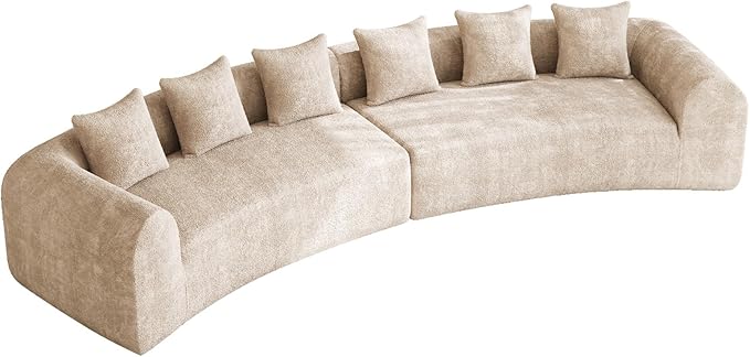 157 Oversized Curved Sectional Sofa for Living RoomChenille Curved Couch with Extra Deep &amp Wide Seat Modern Boucle Sectional Couches for Living Room with 6 Throw Pillows No Assembly Needed Bro