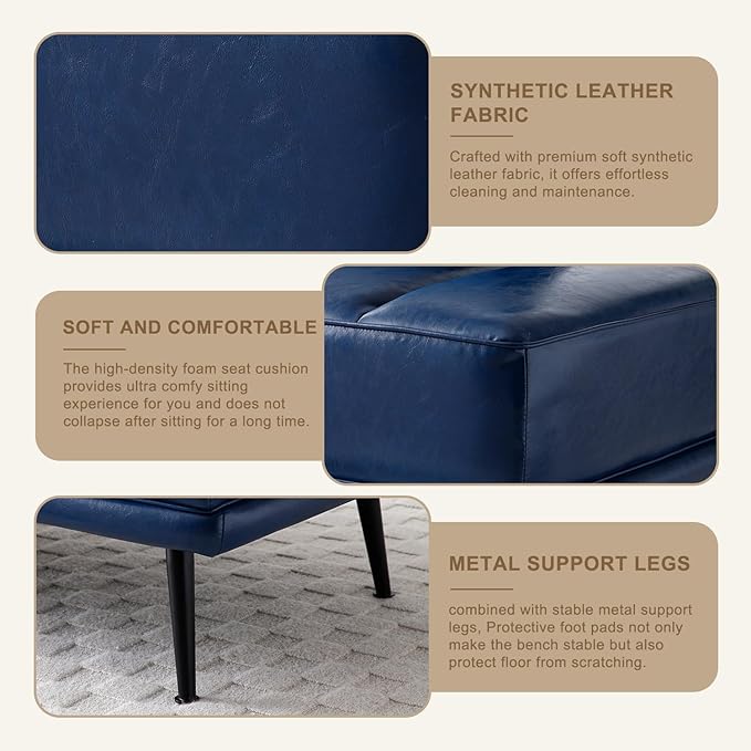 55 Sofa Couch for Living Room with 360° Swivel Side TableUpholstered Small Couches for Bedroom Office or Apartment (Blue)