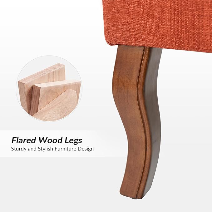HULALA HOME Armless Accent ChairDecorative Slipper Chair Vanity Chair for Bedroom Desk Living Room Bent LegRed