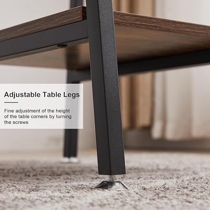 VECELO 43 Inch Computer Desk Writing Study Work Office Table Modern Desk with Shelves Wooden Desk for Home BedroomWalnut Desk