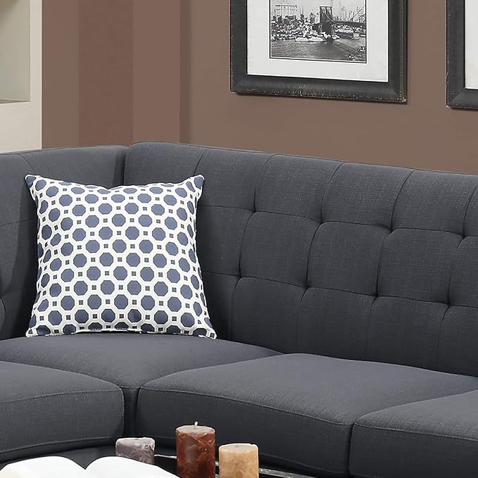 Poundex Bobkona Galiana Linen-Like Polyfabric SECTIONAL in Ash Black
