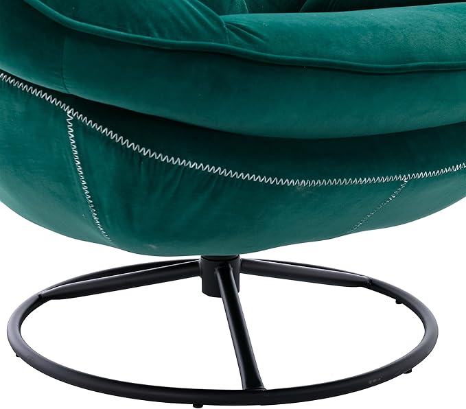 Accent Chair with Ottoman Modern Velvet Lounge Chair with Ottoman Set with Metal Legs Swivel Leisure Chair for Club Home Office TV Living Room (Green//Accent Chair)