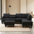 Sectional Couches for Living Room Convertible 4 Seat Modular Sectional Sofa Set for Living Room L Shaped Couch or U Shaped Couch with Storage Ottoman for Apartment Dark Grey