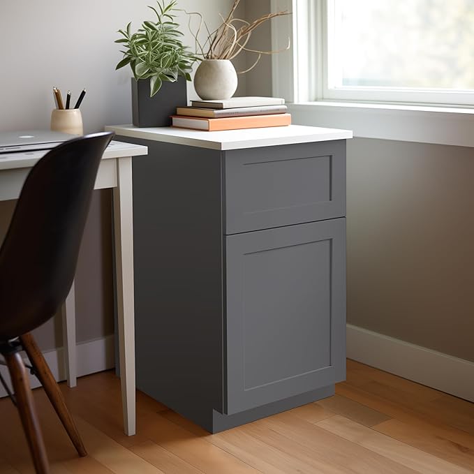 RTA Solid Wood File Cabinet with 2 Drawers Desk Under-Table Wooden File Cabinet Suitable for Bedside or Freestanding File Storage Cabinet (Pebble Gray 18 W × 21 D × 29.5 H)