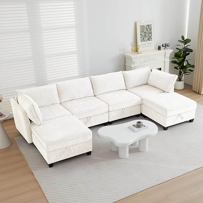 ORRD 2 Piece Modular Sectional Sofa Set Convertible Couch with Storage Sofa Modular for Living Room Office (Beige)