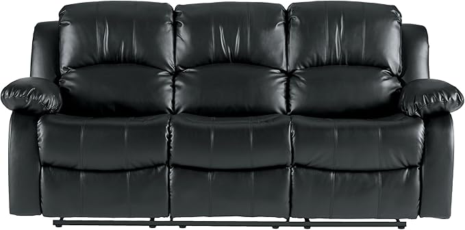 Homelegance Resonance 83 Bonded Leather Double Reclining Sofa Black