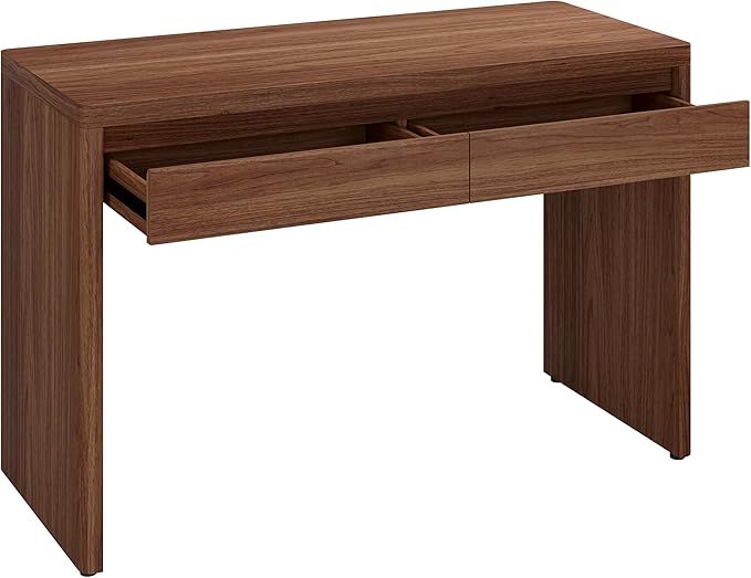 Henn&ampHart 48 Modern Rectangular Wooden Home Office Desk Computer Desk Writing Table with 2 Storage Drawers for Home Office Medium Walnut