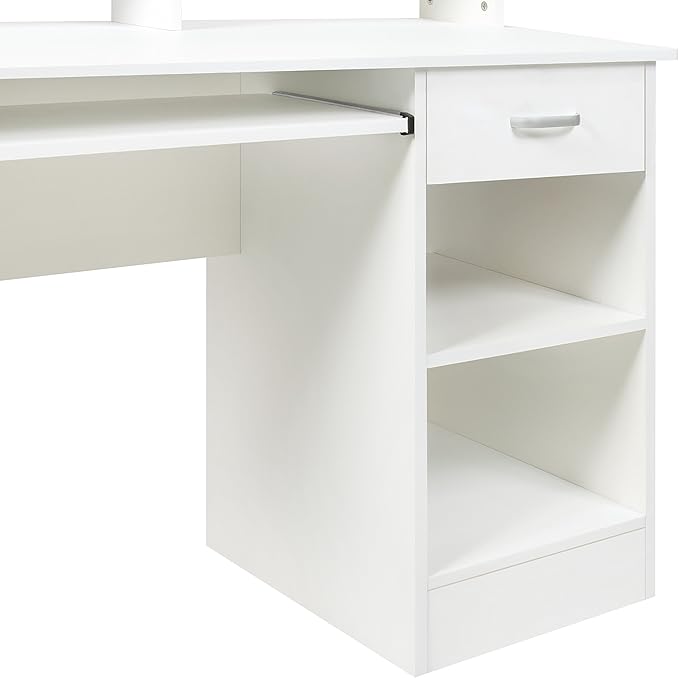 Best Choice Products Commercial Home Computer Laptop Work Station Desk Table w/Removable Shelf Divider Open Back for Home College Office - White