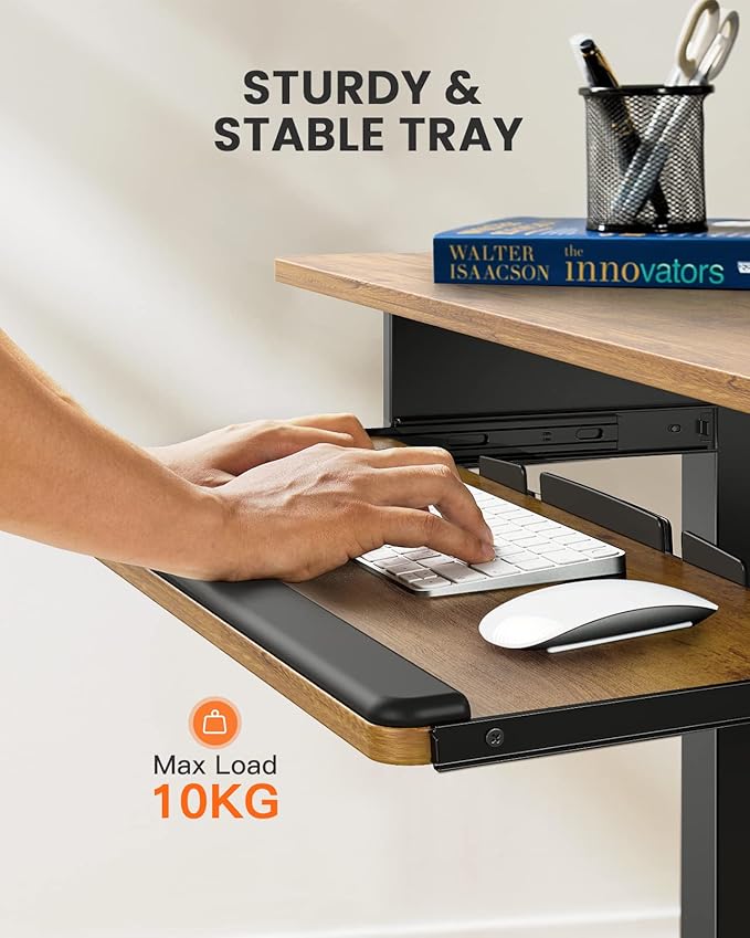 ErGear Electric Standing Desk with Keyboard Tray 44x24 Inches Adjustable Height Sit Stand Up Desk Home Office Desk Computer Workstation Vintage Brown