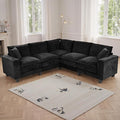 97 5 Seater L Shaped Couch Corner Sofa Oversized Cloud Couch with 2 Pillows Chenille Modular Sectional Sofa Armrests with Two Hidden Storage Space Sectional Couches for Living Room Black