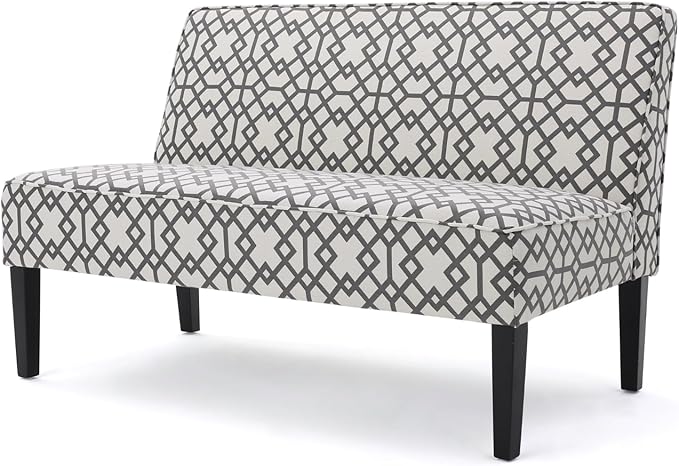 50'' Loveseat Sofa Modern Two-Seater Compact Upholstered Sofa for Small Space Bedroom Hallway Bench Geometric Pattern.