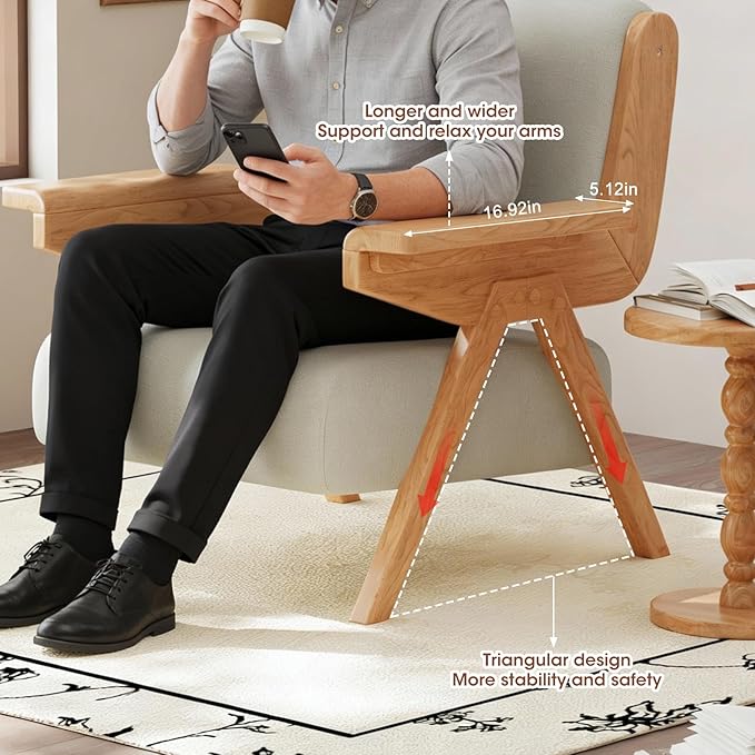 Accent Chair Mid Century Modern Chair Velvet Upholstered Lounge Arm Chair with Solid Wood Cozy Reading Chair for Living Room Bedroom Balcony(White)