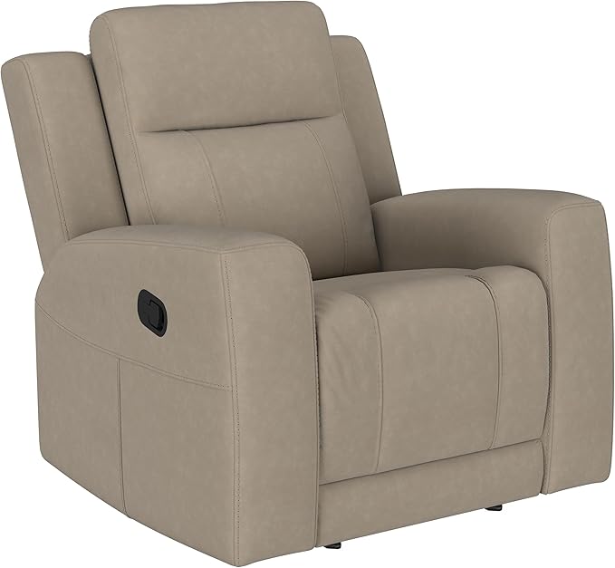 Coaster Home Furnishings - Brentwood - Leatherette Upholstered Rocker Recliner Chair with Manual Recline Lever Track Arms and Attached Cushions - Living Room - 37-Inch - Taupe - 610283