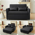 Black Convertible Sofa Bed 3-in-1 Sleeper Sofa with Pull-Out Bed PU Leather Futon Couch with Adjustable Backrest USB Port for Living Room Bedroom Apartment RV (Black)