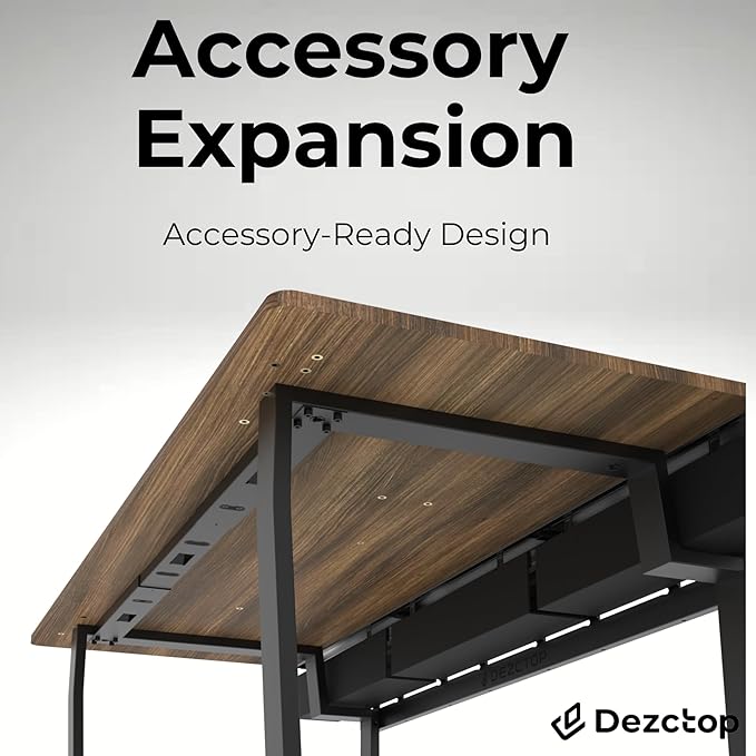 Dezctop Bifrost 120 47W x 28D Gaming PC Computer Desk with Shelves Large Workstation for Gamers or Home Office with Pegboard Built-in Cable Management Stainless Steel Frame (Walnut)