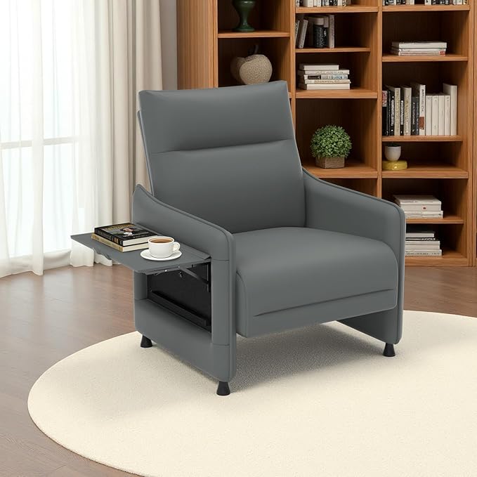 3-Piece Living Room Sofa SetMid-Century Modern Living Room Armchair Sofa 1X Loveseat + 2X Accent Chairs Flip-Up Table Storage Pouch Rubber Feet