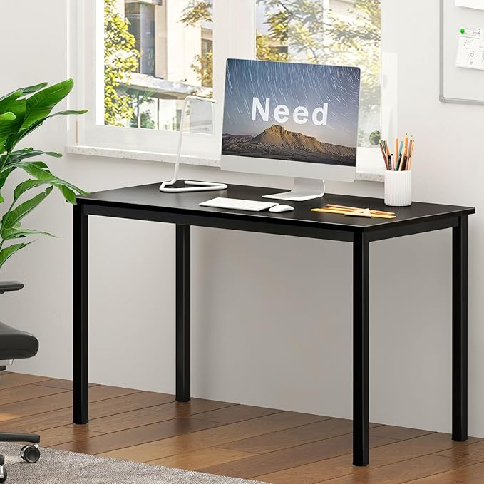 Need Small Computer Desk Writing Desk 39 3/8'' L Study Desk for Small Space Gaming Desk Sturdy and Heavy Duty Home Office Desk for Dormitory/Meeting Room AC3CB(100 * 60) Beside TableBlack/Black