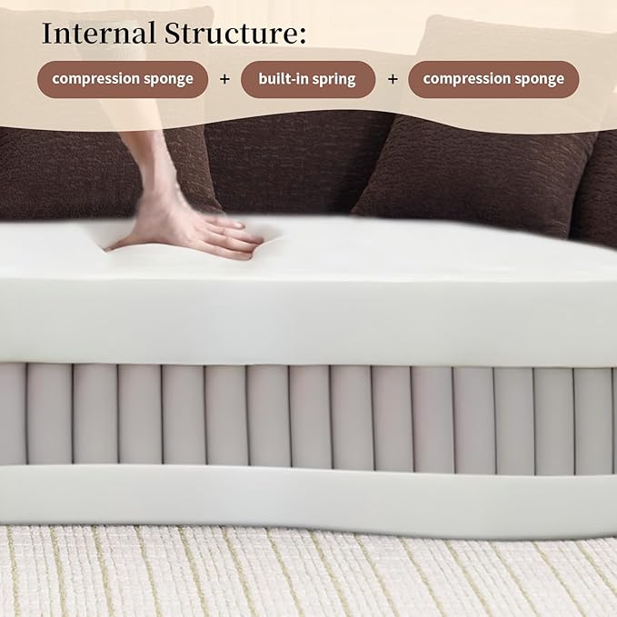 98.8 Curved Sectional Sofa with ChaiseL-Shape Sofa Lounge ChaiseBoneless Couch L Shape for Living RoomWood Grain Chenille FabricNo Installation Requirement