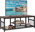 VECELO TV Stand for 55 Inch Entertainment Center Media Console Table with Storage for Living Room and Bedroom 47 Inch Brown+Black