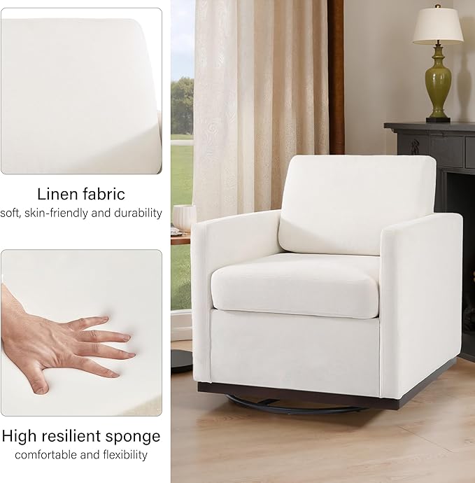 Swivel Barrel Accent Chair Mid Century Modern Arm Chair for Living Room Bedroom Comfy Club Reading Lounge Sofa Corner Chairs for Adults (Chenille Beige Set of 2)