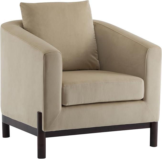 Christopher Knight Home Upholstered Club Chair Comft Accent Chair Soft Armchair Reading Single Sofa with Wood Legs Barrel Lounge Chair for Living Room Bedroom Home Rest 33.5 x33.5x31.5 Camel