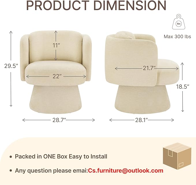 Swivel Barrel Chair360° Accent Chairs with Round BackrestUpholstered Lounge Chair for VanityLiving RoomBedroomReading NookSand