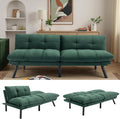 71-inch Microfiber Upholstered Futon Sofa Bed - 2 Seats Adjustable Arms/Back Iron Legs | Convertible to Sleeper for Main Living Spaces Bedrooms Offices (Emerald +2Seat)