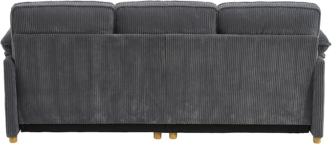 ONBRILL 86.6 Corduroy Couches for Living Room Comfy 3 Seater Sofa with Pillow-Top Armrest &amp Dual-Layer Cushions Mid Century Modern Couch for Bedroom Apartment Grey