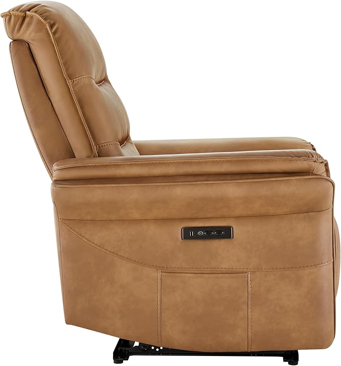 Power Recliner Chair with Adjustable Headrest and Footrest Dual Motor Leather Reclining Chair with USB/Type-C Charging Zero Gravity Modern Electric Recliner for Adults Living Room Bedroom
