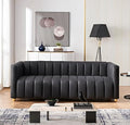 Direct Glam Fabric Upholstered Solid Wood Frame 82.7 Art Deco Sofa for Living Room Office Sophisticated 3 Seater Couch Black