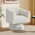 360 Degree Sherpa Swivel Cuddle Barrel Accent Sofa Chairs Round Teddy Armchairs with Wide Upholstered Furry Boucle Reading Chair for Living Room Bedroom Office Waiting Rooms (White)