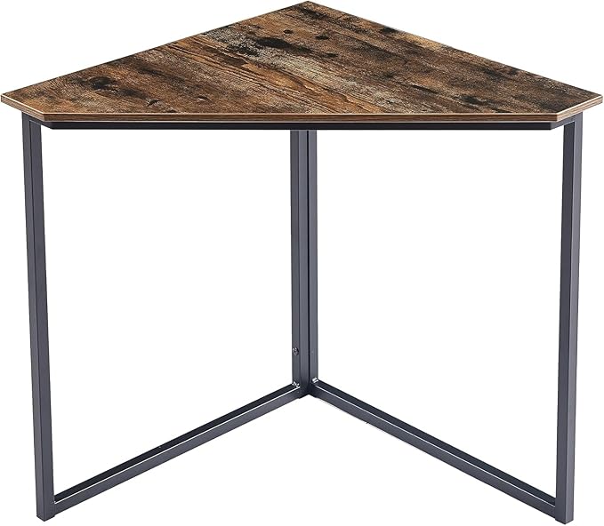 VECELO Ϲоrnеr Desk Corner Tables for Living Room for Small Space Triangle Computer Desk with Steel Frame Ϲоrnеr Shelves with Metal Frame Ϲоrnеr Writing Desk for Workstation Retro Brown 33.1